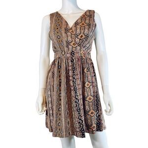Alice Moon Fit & Flare Bohemian V-neck Dress Brown